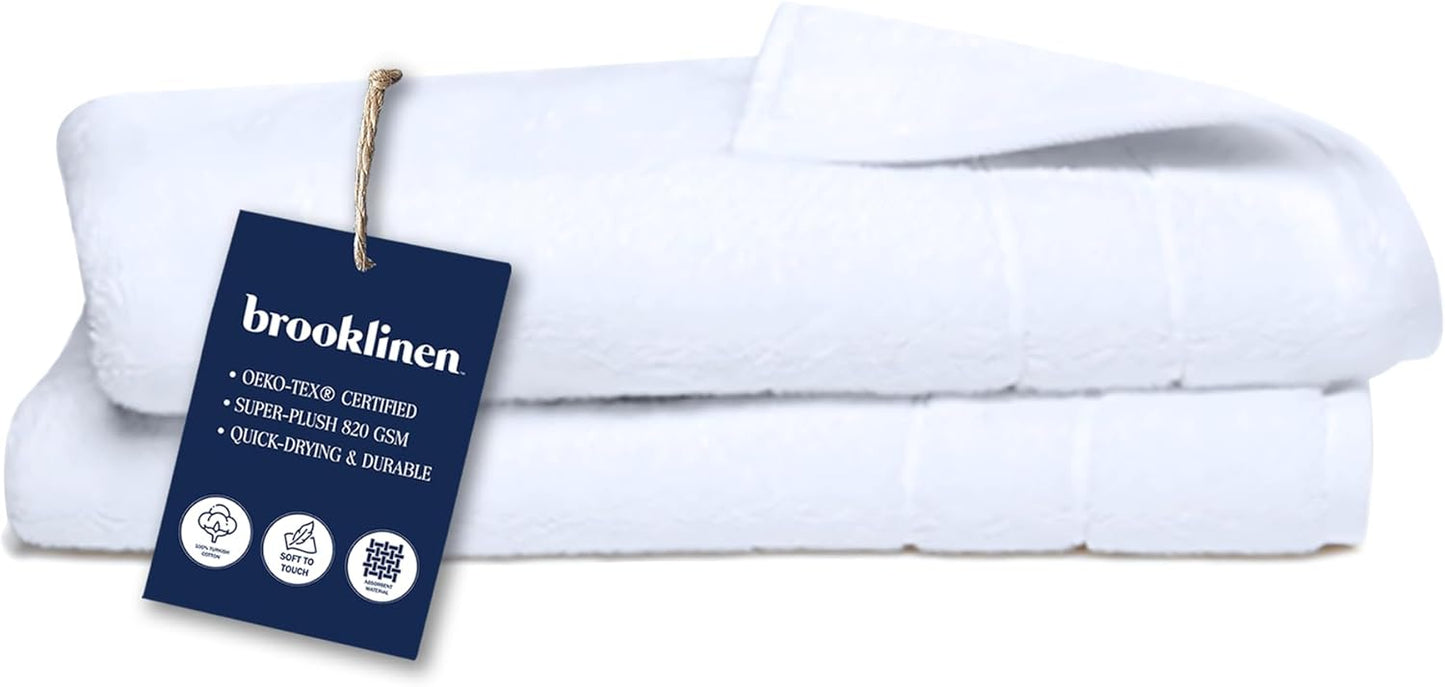 Brooklinen Super-Plush Turkish Cotton Bath Towels Set of 2 Cotton, 820 GSM, Machine Washable, Perfect Bath Towels for Bathroom, Spa & Shower (30" x 58", Smoke Grey)