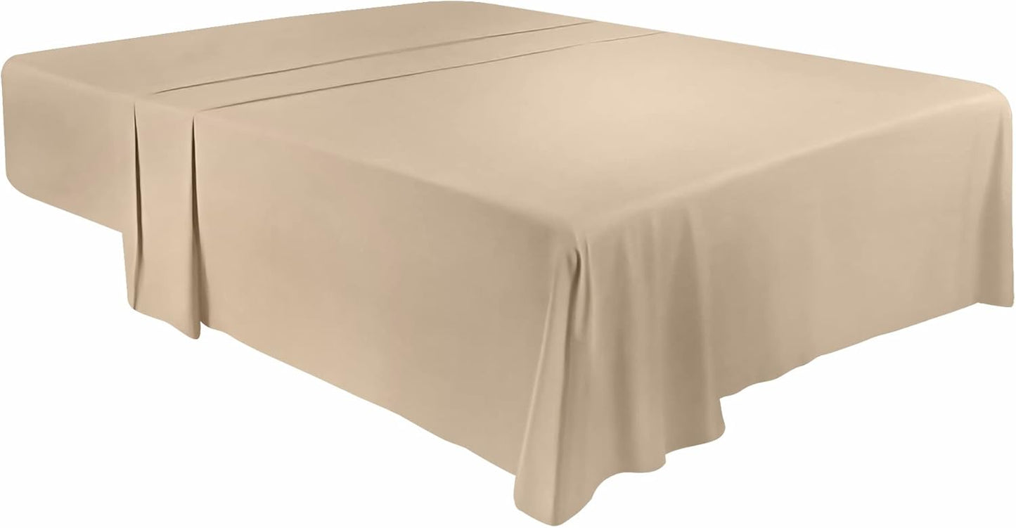 Utopia Bedding Flat Sheet - 1 Pack (Queen, White) - Soft Brushed Microfiber Fabric - Shrinkage & Fade Resistant Top Sheet - Easy Care Bed Sheet