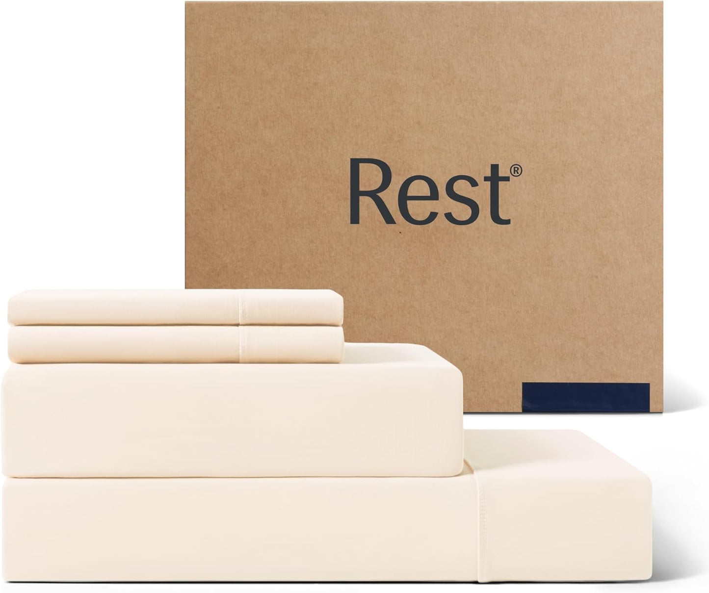 REST® Evercool®+ Cooling Sheet Set, Queen Size, Light Gray, Breathable Bed Sheets for Hot Sleeper and Night Sweats, with Pillowcases, with Ionic+ Self-Cleaning Silver Yarn for Sensitive Skin, 4PCS