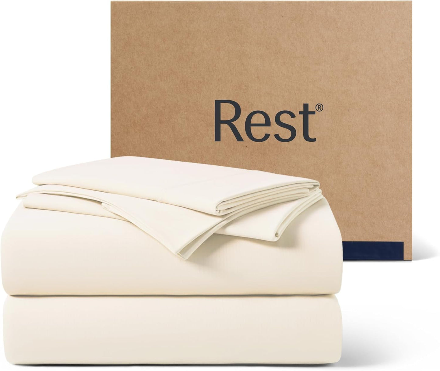 REST® Evercool®+ Cooling Sheet Set, Queen Size, Light Gray, Breathable Bed Sheets for Hot Sleeper and Night Sweats, with Pillowcases, with Ionic+ Self-Cleaning Silver Yarn for Sensitive Skin, 4PCS