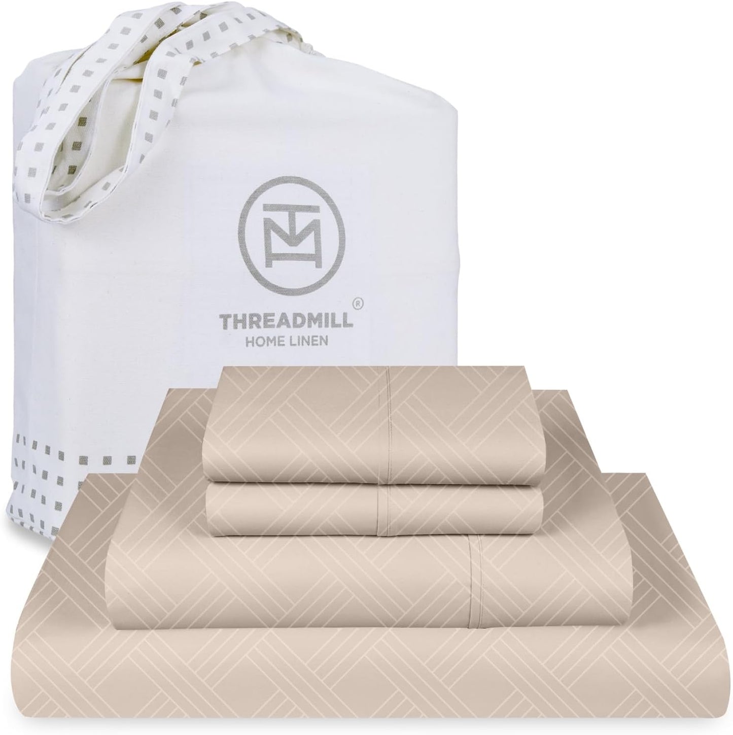 Threadmill Luxury 800 Thread Count King 100% Cotton Sheets - Hotel White Sateen Weave Bed-Sheets, Better Than Egyptian Cotton, 4 Pc Solid Soft Bed Set, Fits 16" Deep Pocket