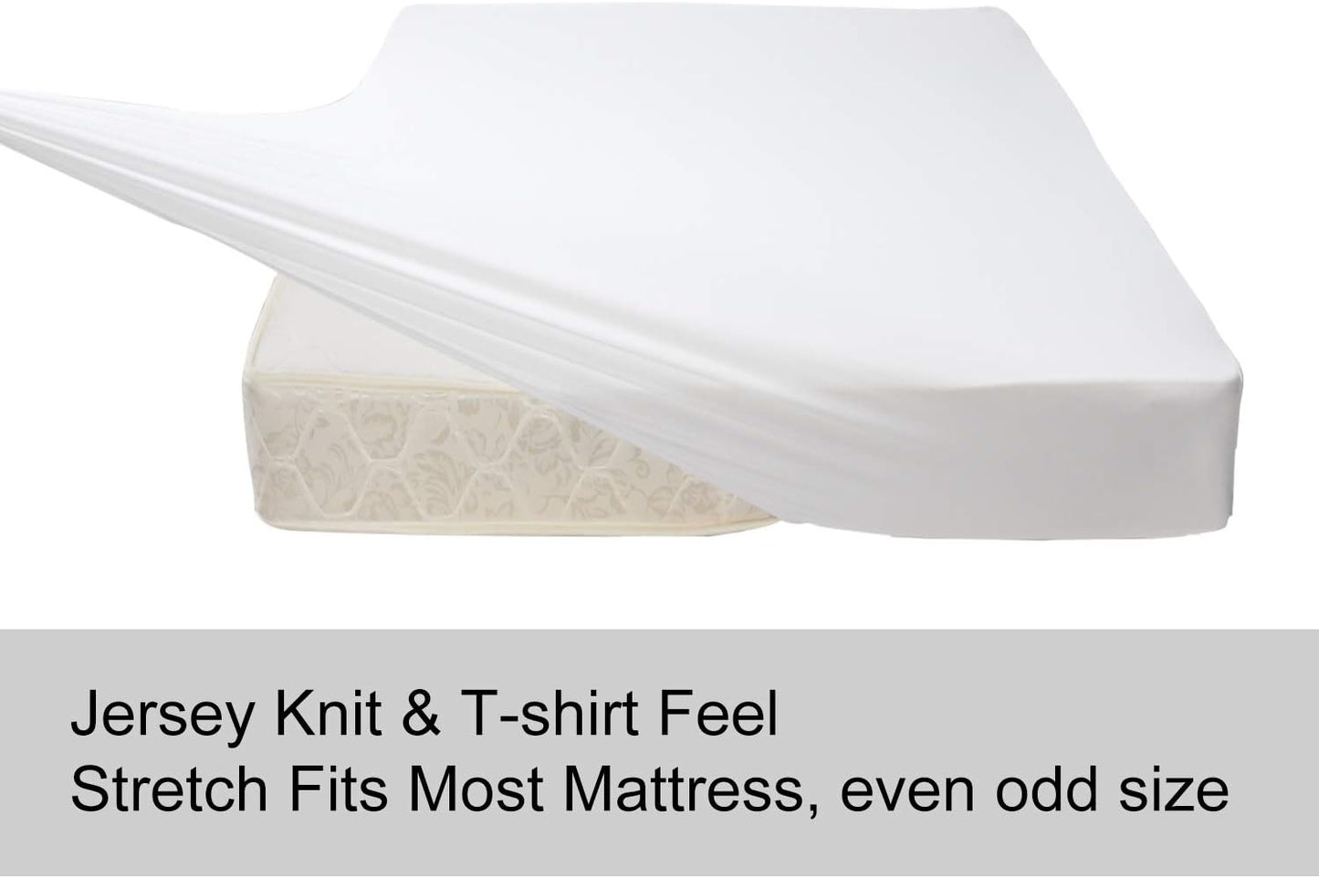 Soft Stretch Full Size Fitted Sheet Only - Jersey Knit, 4-Way Stretchy Snug Fit, Wrinkle Free & Stay in Place, No More Slipping Off for Mattress, Soft & Comfortable - White, Full