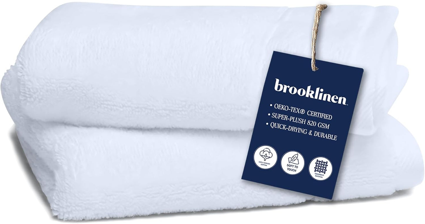 Brooklinen Super-Plush Turkish Cotton Bath Towels Set of 2 Cotton, 820 GSM, Machine Washable, Perfect Bath Towels for Bathroom, Spa & Shower (30" x 58", Smoke Grey)