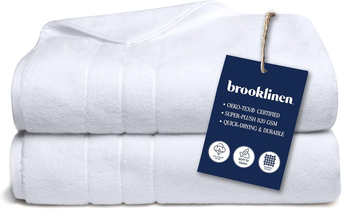 Brooklinen Super-Plush Turkish Cotton Bath Towels Set of 2 Cotton, 820 GSM, Machine Washable, Perfect Bath Towels for Bathroom, Spa & Shower (30" x 58", Smoke Grey)