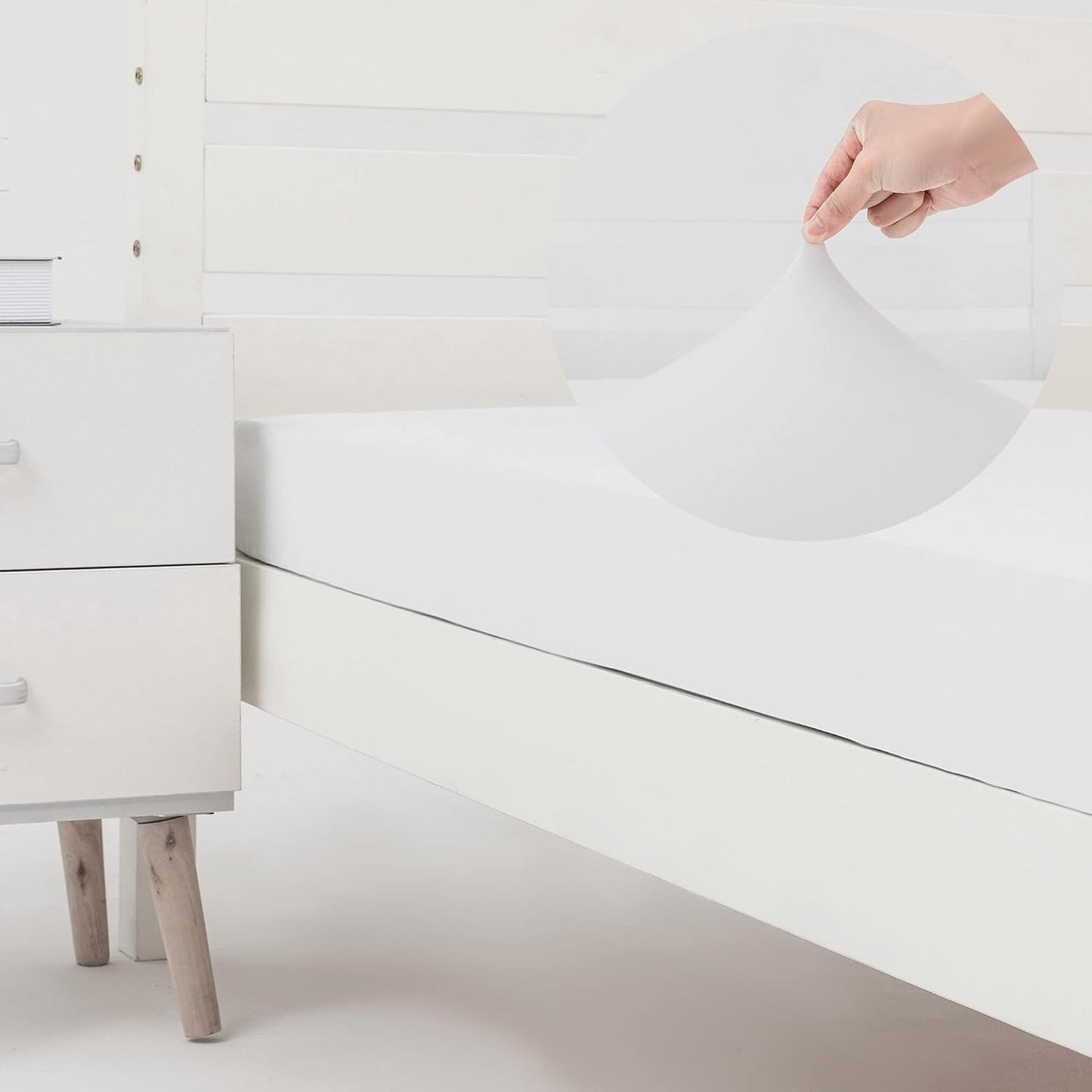 Soft Stretch Full Size Fitted Sheet Only - Jersey Knit, 4-Way Stretchy Snug Fit, Wrinkle Free & Stay in Place, No More Slipping Off for Mattress, Soft & Comfortable - White, Full