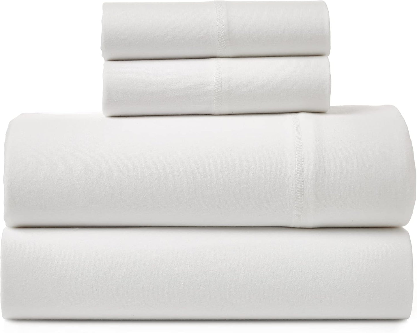 Road Trip America Jersey Knit Sheet Set - 4 Pieces Queen Cotton Sheets Set - Soft Cozy Stretchy Knit Bed Linen (Oatmeal, Queen)