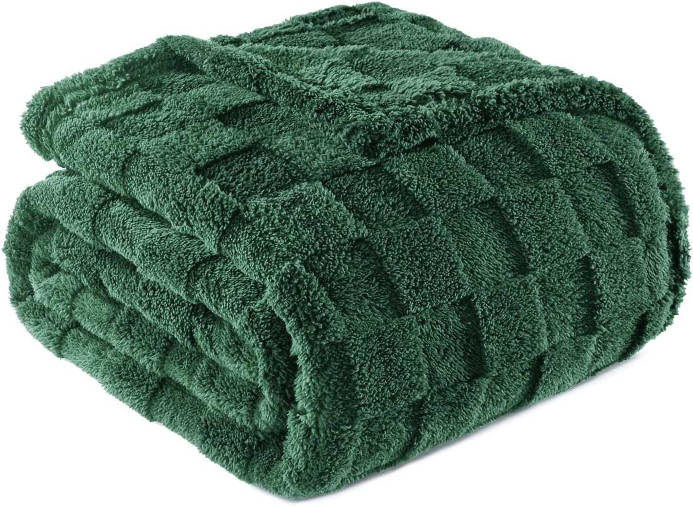 Exclusivo Mezcla Fleece Throw Blanket for Couch,Super Soft and Warm Lightweight Checkered Pattern Blankets for All Seasons, 50x60 Inches, Ivory