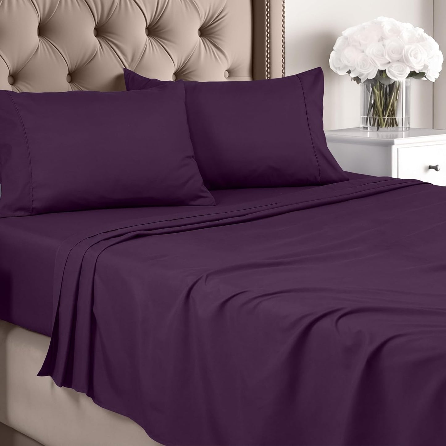 Utopia Bedding Queen Sheet Set – Brushed Microfiber – Ultra Soft Bed Sheets for Queen Size Bed Set – Deep Pocket, Wrinkle & Fade Resistant – Includes 1 Fitted, 1 Flat, 2 Pillowcases (Grey)