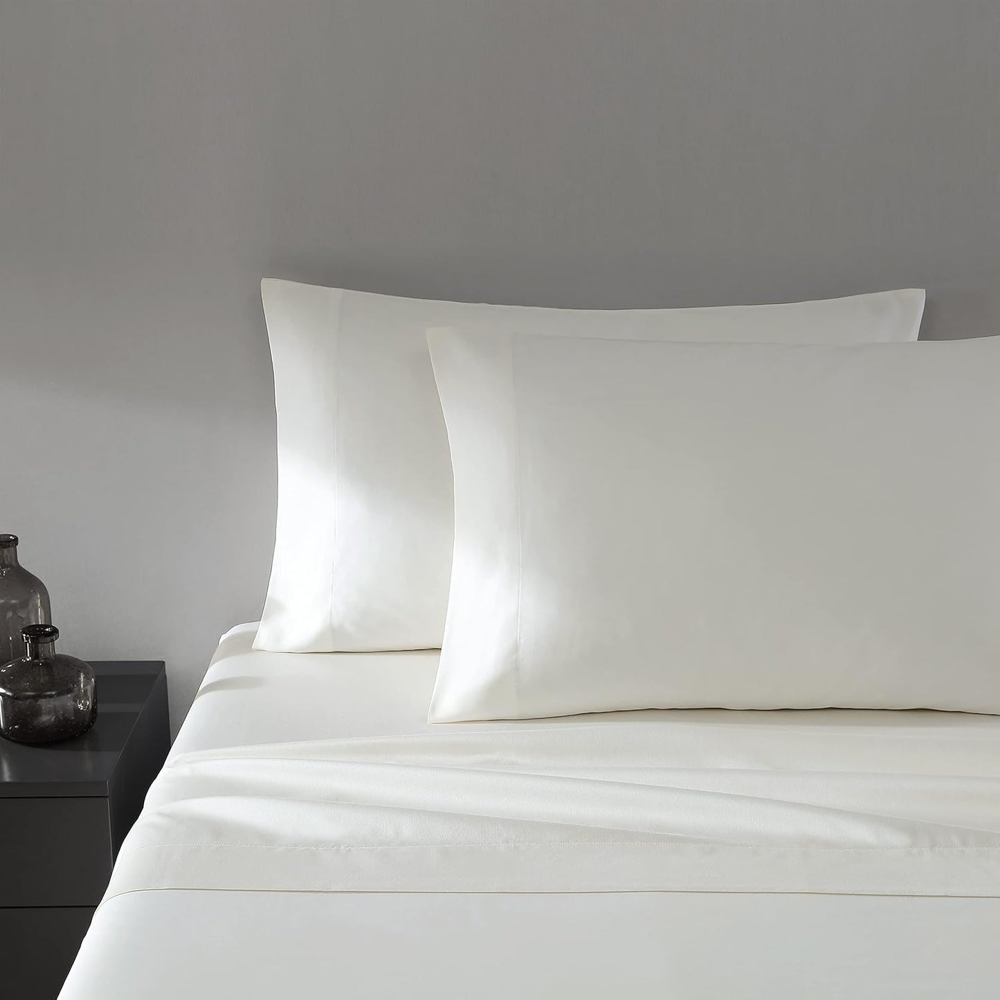 Vera Wang - King Sheet Set, Luxury Sateen Cotton Bedding, 800 Thread Count, Soft & Smooth Home Decor (White,4 pcs, King)
