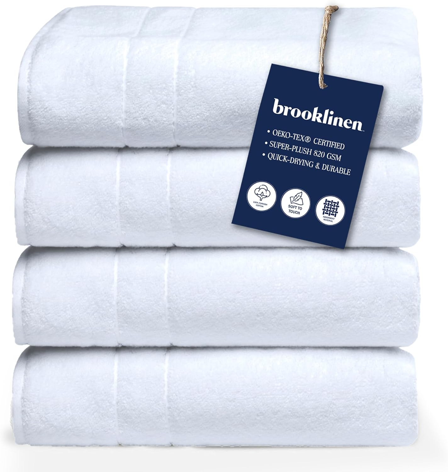 Brooklinen Super-Plush Turkish Cotton Bath Towels Set of 2 Cotton, 820 GSM, Machine Washable, Perfect Bath Towels for Bathroom, Spa & Shower (30" x 58", Smoke Grey)