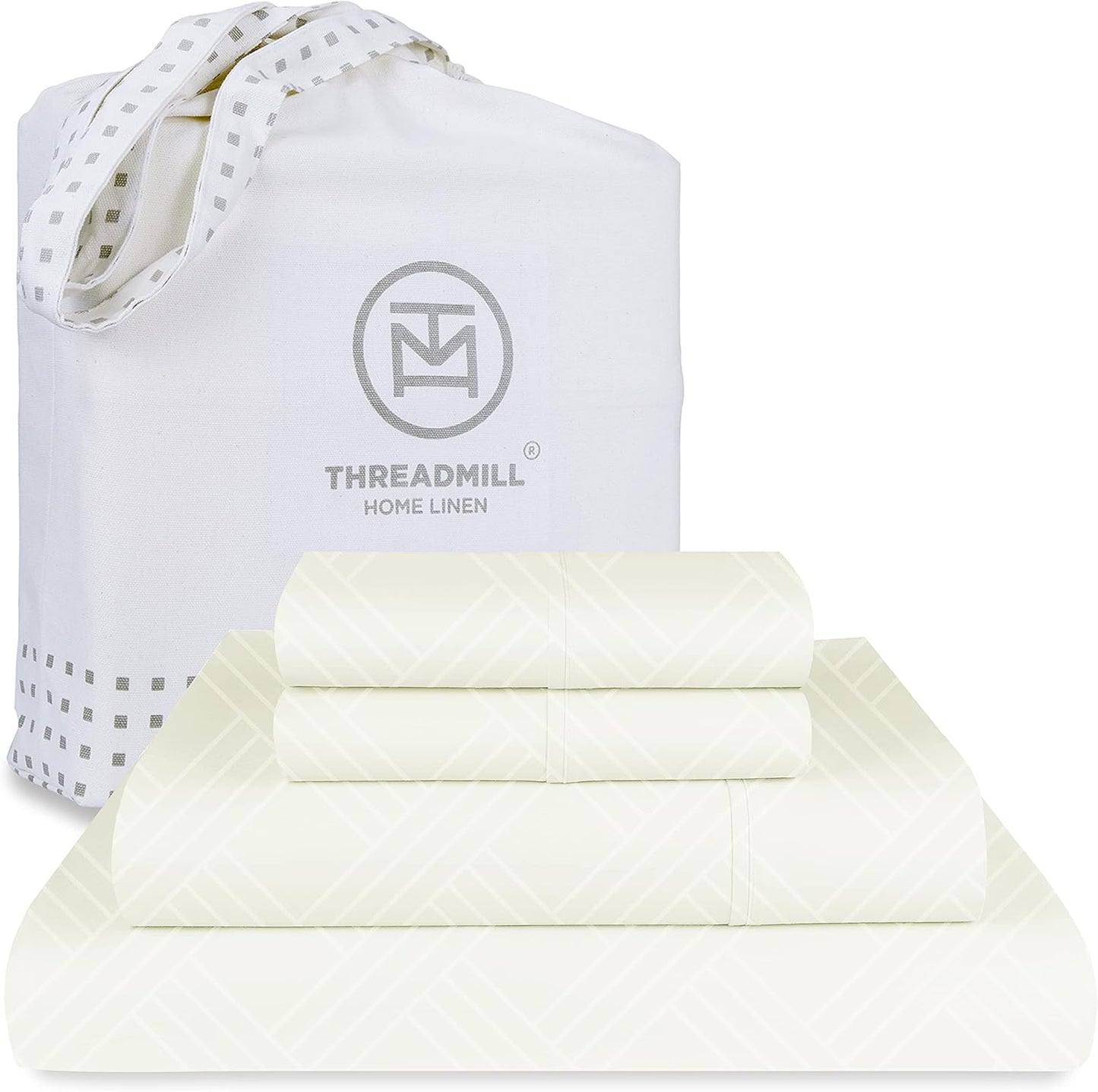 Threadmill Luxury 800 Thread Count King 100% Cotton Sheets - Hotel White Sateen Weave Bed-Sheets, Better Than Egyptian Cotton, 4 Pc Solid Soft Bed Set, Fits 16" Deep Pocket