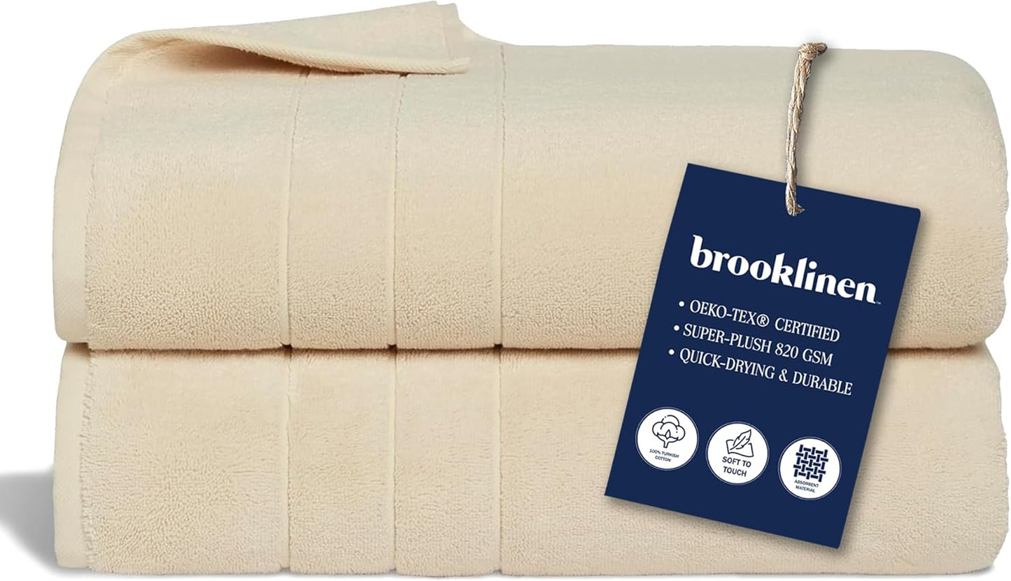 Brooklinen Super-Plush Turkish Cotton Bath Towels Set of 2 Cotton, 820 GSM, Machine Washable, Perfect Bath Towels for Bathroom, Spa & Shower (30" x 58", Smoke Grey)