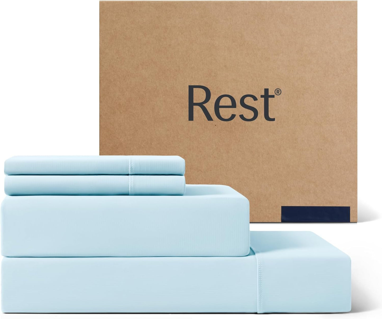 REST® Evercool®+ Cooling Sheet Set, Queen Size, Light Gray, Breathable Bed Sheets for Hot Sleeper and Night Sweats, with Pillowcases, with Ionic+ Self-Cleaning Silver Yarn for Sensitive Skin, 4PCS