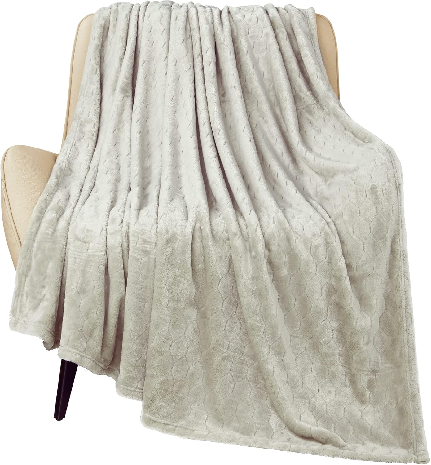 TOONOW Fleece Blanket Super Soft Cozy Throw Blanket 50" x 60", Lightweight Fuzzy Comfy Textured Flannel Blanket Warm Plush Throw Blankets for Couch, Sofa, Bed, Light Grey
