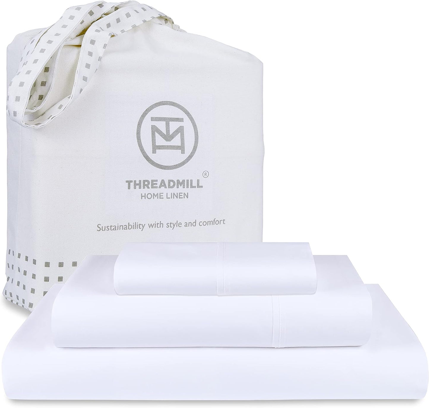Threadmill Luxury 800 Thread Count King 100% Cotton Sheets - Hotel White Sateen Weave Bed-Sheets, Better Than Egyptian Cotton, 4 Pc Solid Soft Bed Set, Fits 16" Deep Pocket