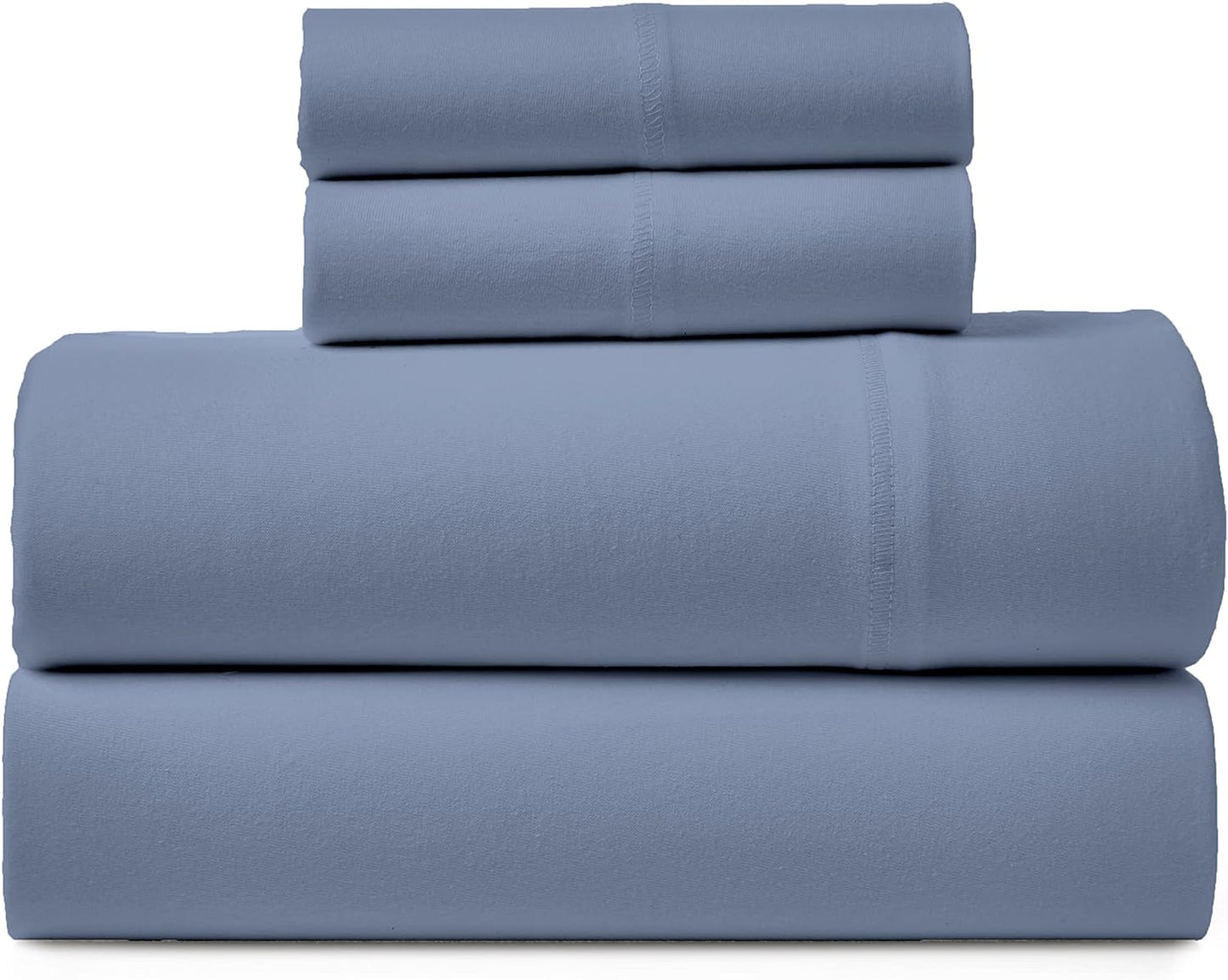 Road Trip America Jersey Knit Sheet Set - 4 Pieces Queen Cotton Sheets Set - Soft Cozy Stretchy Knit Bed Linen (Oatmeal, Queen)
