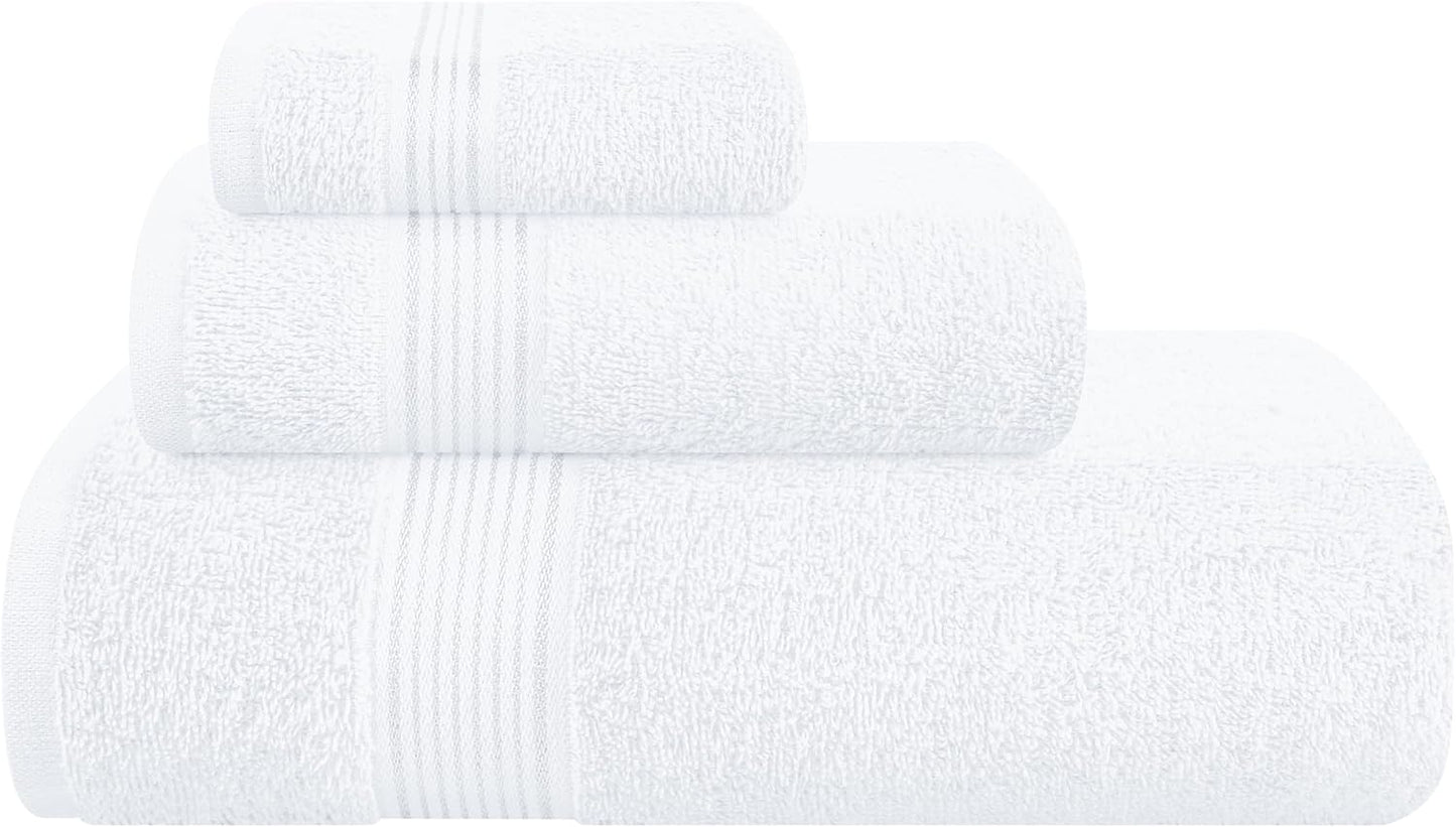 Belizzi Home Ultra Soft 3 Pack Cotton Towel Set, Contains a Bath Towel 28x55 inch, a Hand Towel 16x24 inch & a Wash Coth 12x12 inch, Ideal Everyday use, Compact & Lightweight - Black
