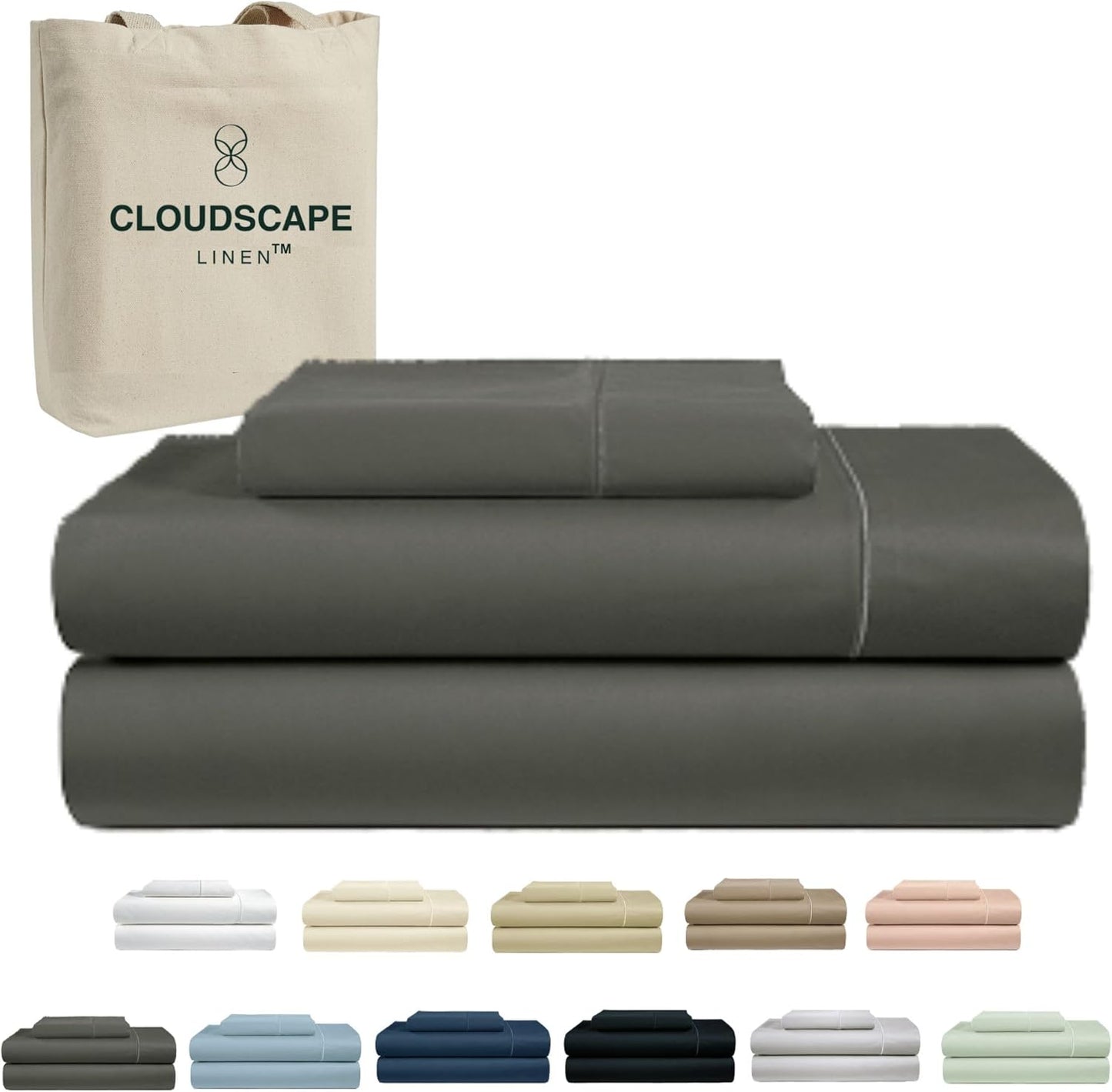 Cloud Scape Linen 100% Egyptian Cotton Sheets for Queen Size Bed, 4 Pieces Bedding Set, 1000 Thread Count, Hotel Quality, Silky Soft, Deep Pockets up to 17”, French Blue