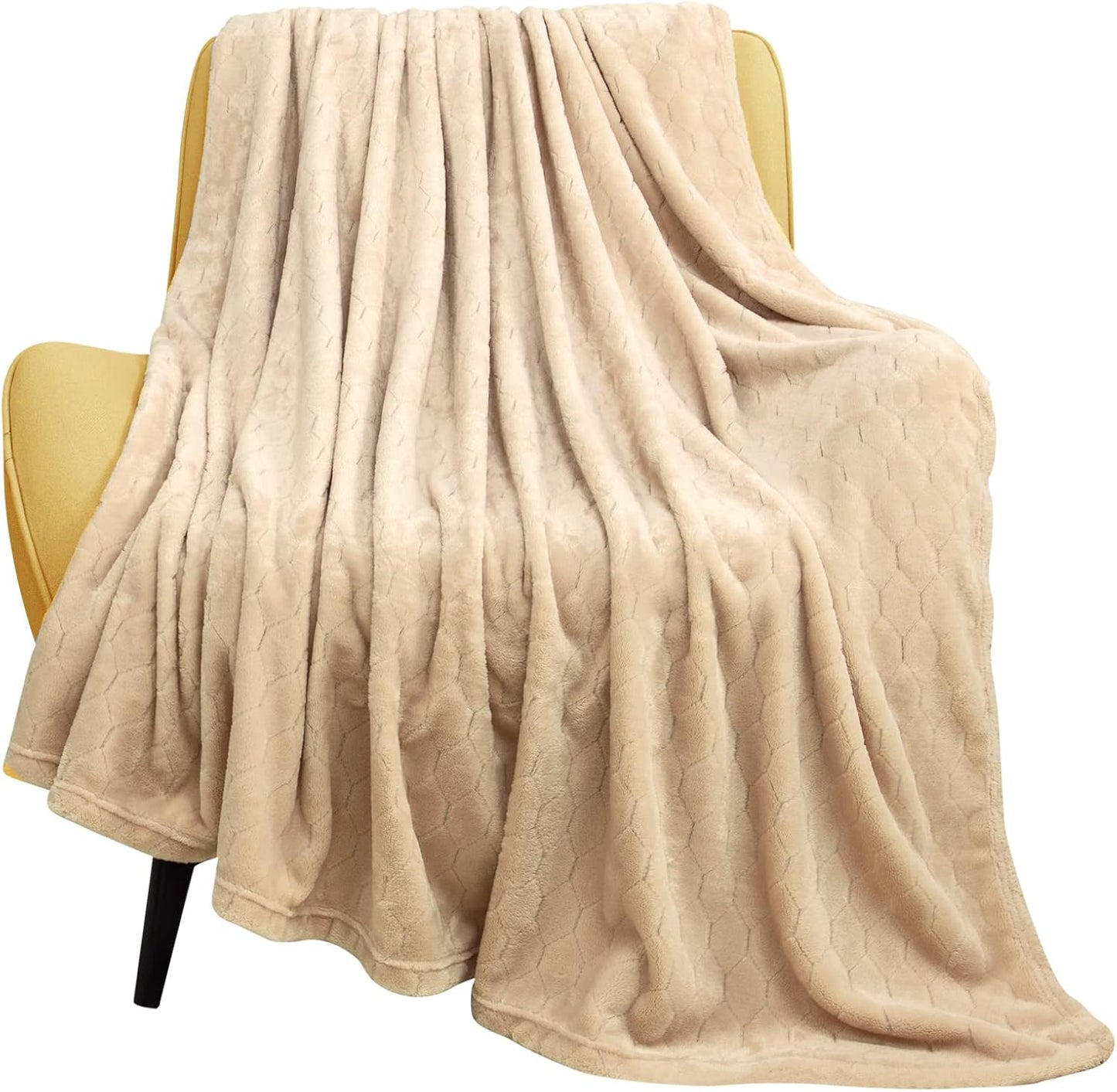 TOONOW Fleece Blanket Super Soft Cozy Throw Blanket 50" x 60", Lightweight Fuzzy Comfy Textured Flannel Blanket Warm Plush Throw Blankets for Couch, Sofa, Bed, Light Grey