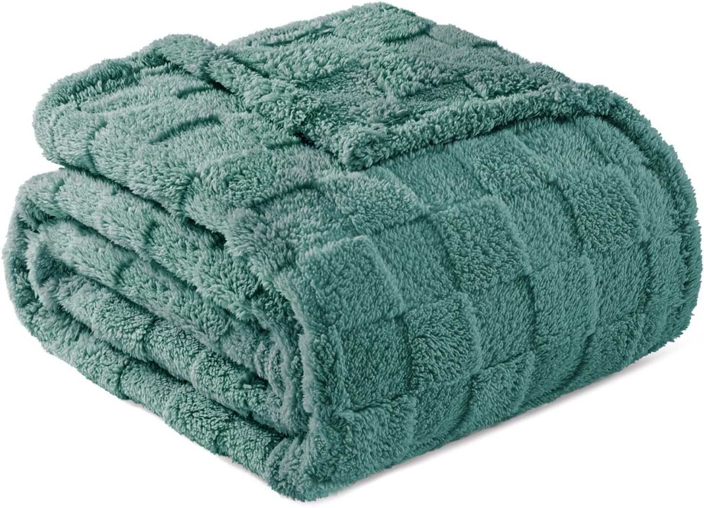 Exclusivo Mezcla Fleece Throw Blanket for Couch,Super Soft and Warm Lightweight Checkered Pattern Blankets for All Seasons, 50x60 Inches, Ivory