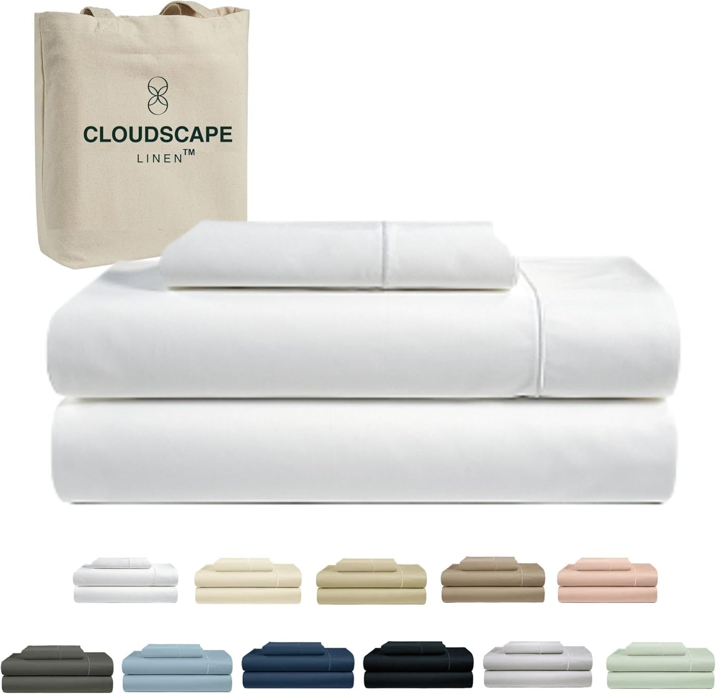 Cloud Scape Linen 100% Egyptian Cotton Sheets for Queen Size Bed, 4 Pieces Bedding Set, 1000 Thread Count, Hotel Quality, Silky Soft, Deep Pockets up to 17”, French Blue