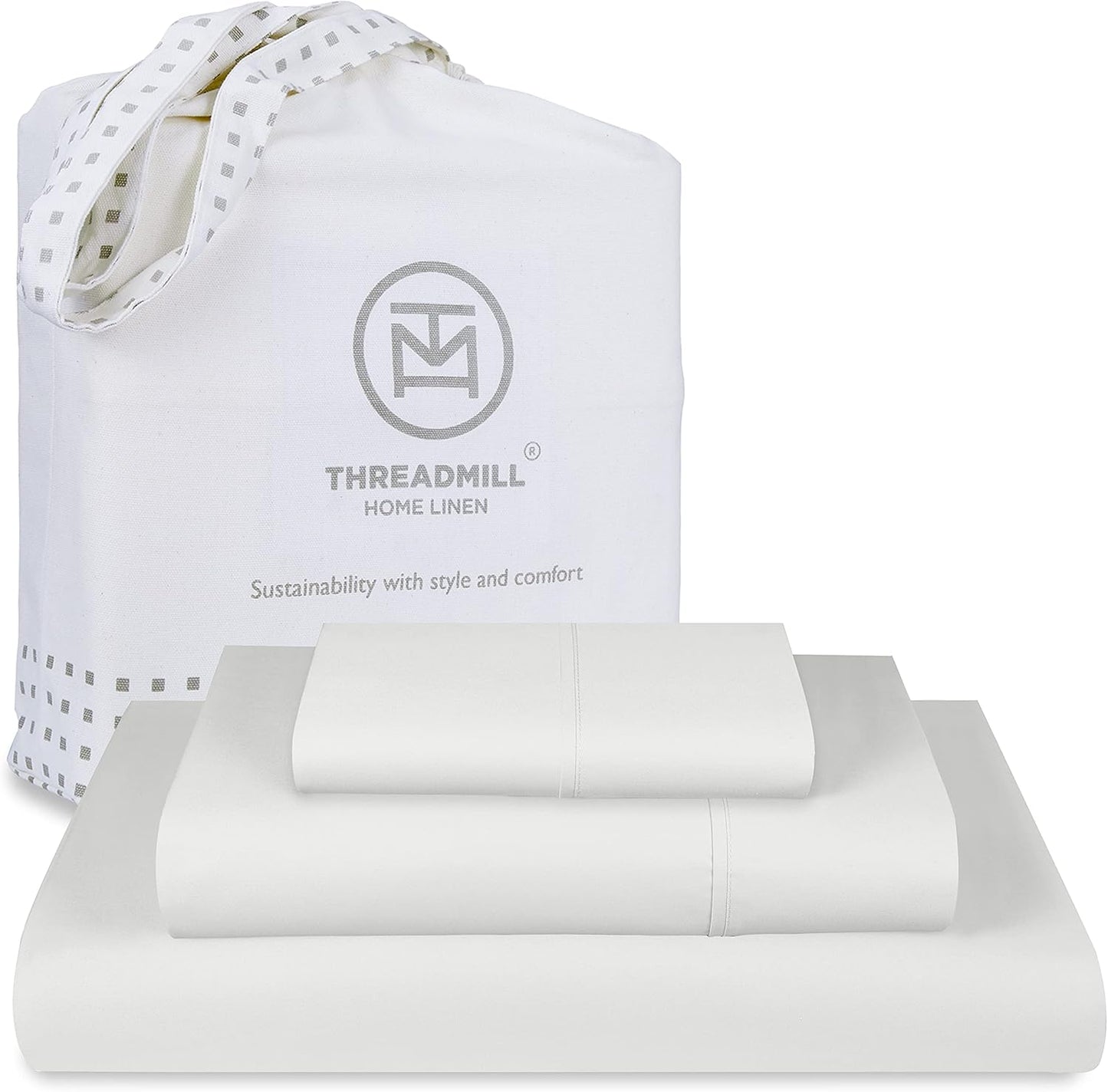 Threadmill Luxury 800 Thread Count King 100% Cotton Sheets - Hotel White Sateen Weave Bed-Sheets, Better Than Egyptian Cotton, 4 Pc Solid Soft Bed Set, Fits 16" Deep Pocket