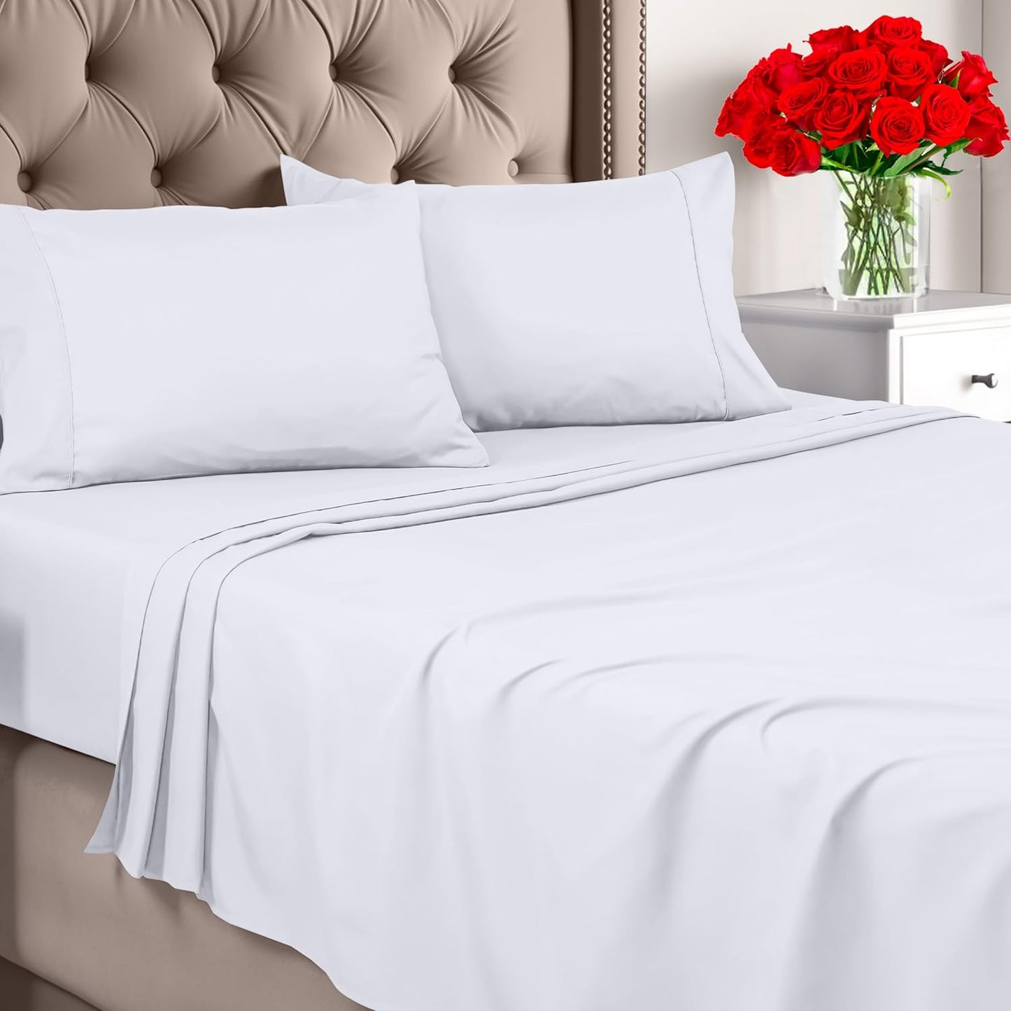 Utopia Bedding Queen Sheet Set – Brushed Microfiber – Ultra Soft Bed Sheets for Queen Size Bed Set – Deep Pocket, Wrinkle & Fade Resistant – Includes 1 Fitted, 1 Flat, 2 Pillowcases (Grey)