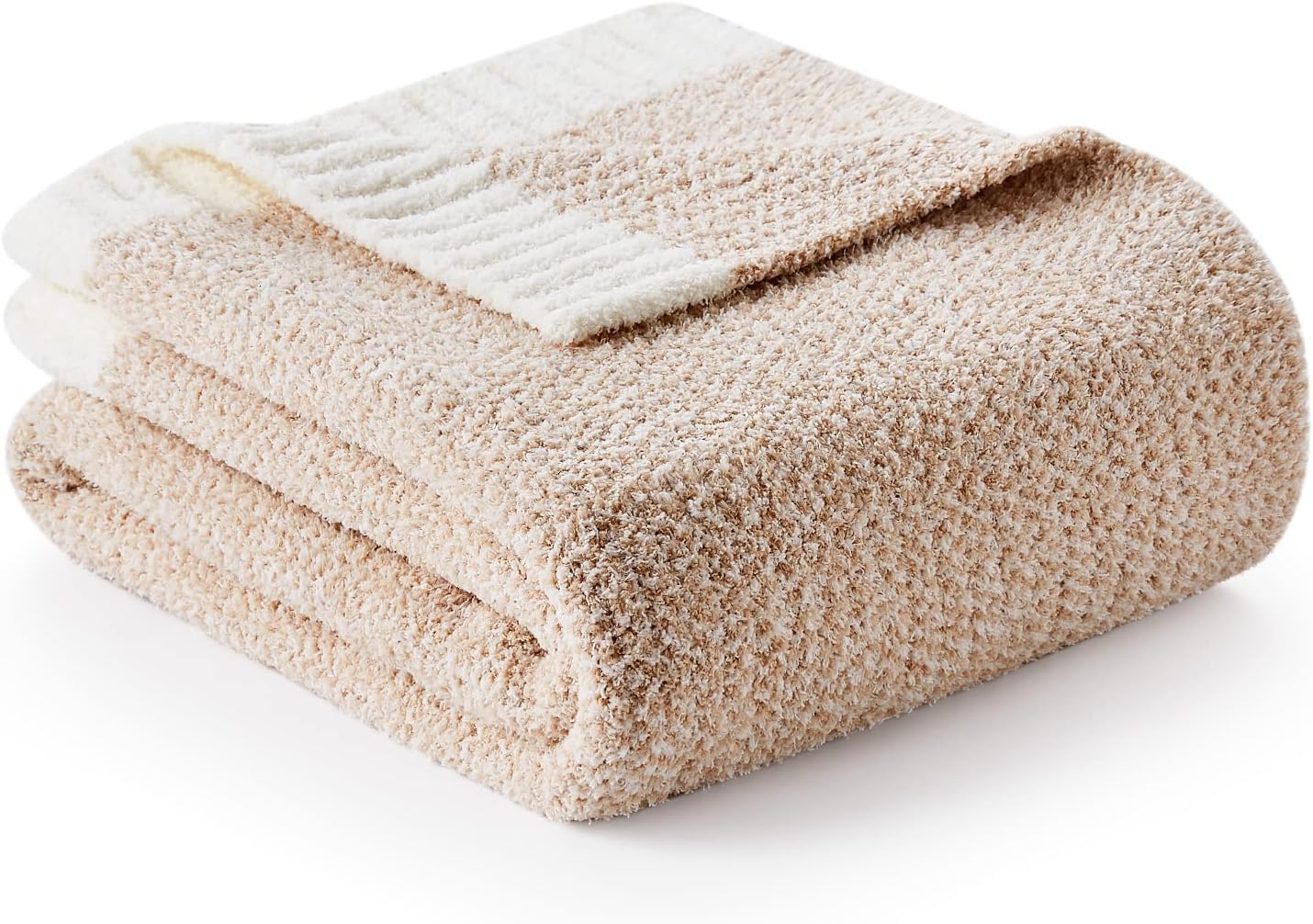 Snuggle Sac Heather Taupe Throw Blanket for Couch, Reversible Super Soft Knitted Blankets Warm Cozy Knit Fuzzy Plush Lightweight Throws for Sofa, Bed, Camping, Picnic, Taupe, 50x60 inches