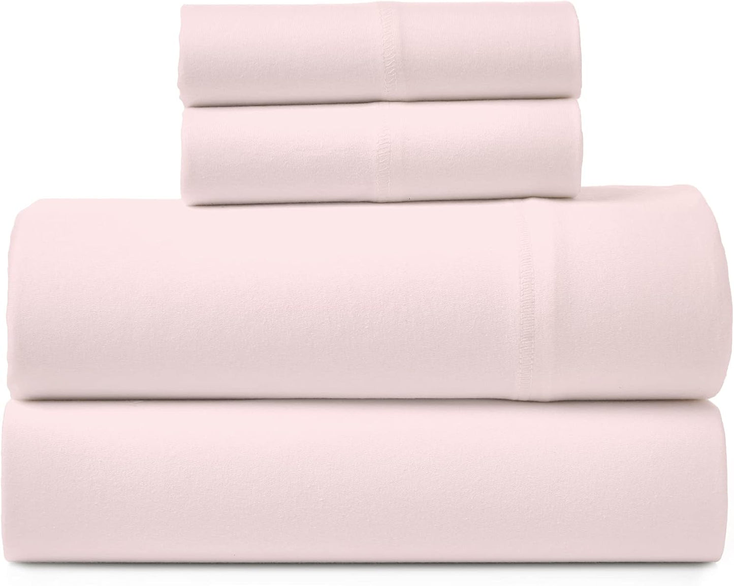 Road Trip America Jersey Knit Sheet Set - 4 Pieces Queen Cotton Sheets Set - Soft Cozy Stretchy Knit Bed Linen (Oatmeal, Queen)