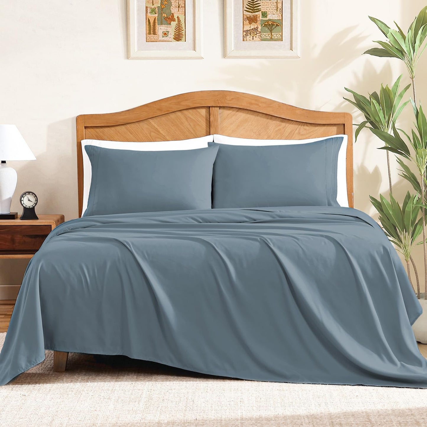 ClevaHome Sheet Set Queen Size, 4-Piece Bedding, Lightweight & Super Soft Easy Care Microfiber– Shrinkage & Fade Resistant Bedding Set with 14'' Deep Pockets (Sandy Beige)