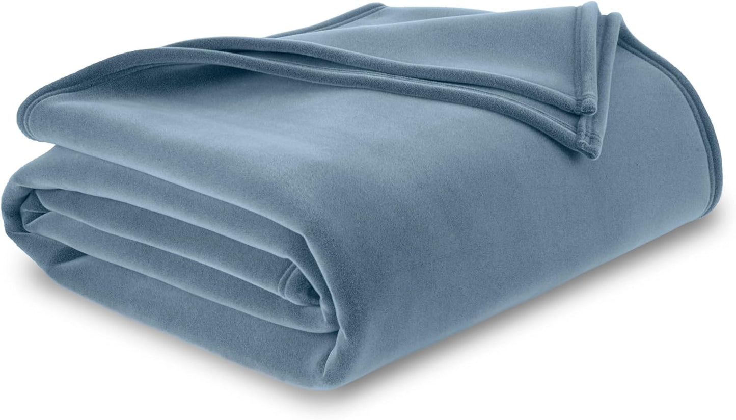 Vellux Queen Size Blanket - All Season Luxury Warm Micro plush Lightweight Thermal Fleece Blankets - Perfect For Couch Bed Sofa - Breathable Bed Blankets Queen Size - Hotel Quality (90x90 Inch, Ivory)