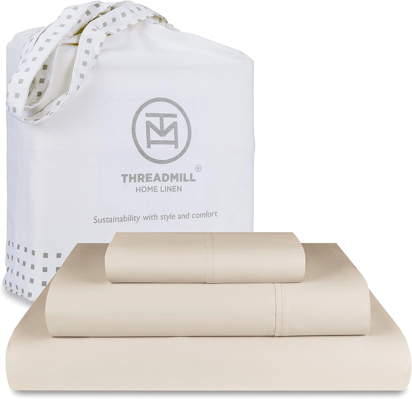 Threadmill Luxury 800 Thread Count Queen 100% Cotton Sheets - Light Grey Sateen Weave Bed-Sheets, Better Than Egyptian Cotton,4 Pc Solid Soft Bed Set, Fits 16" Deep Pocket