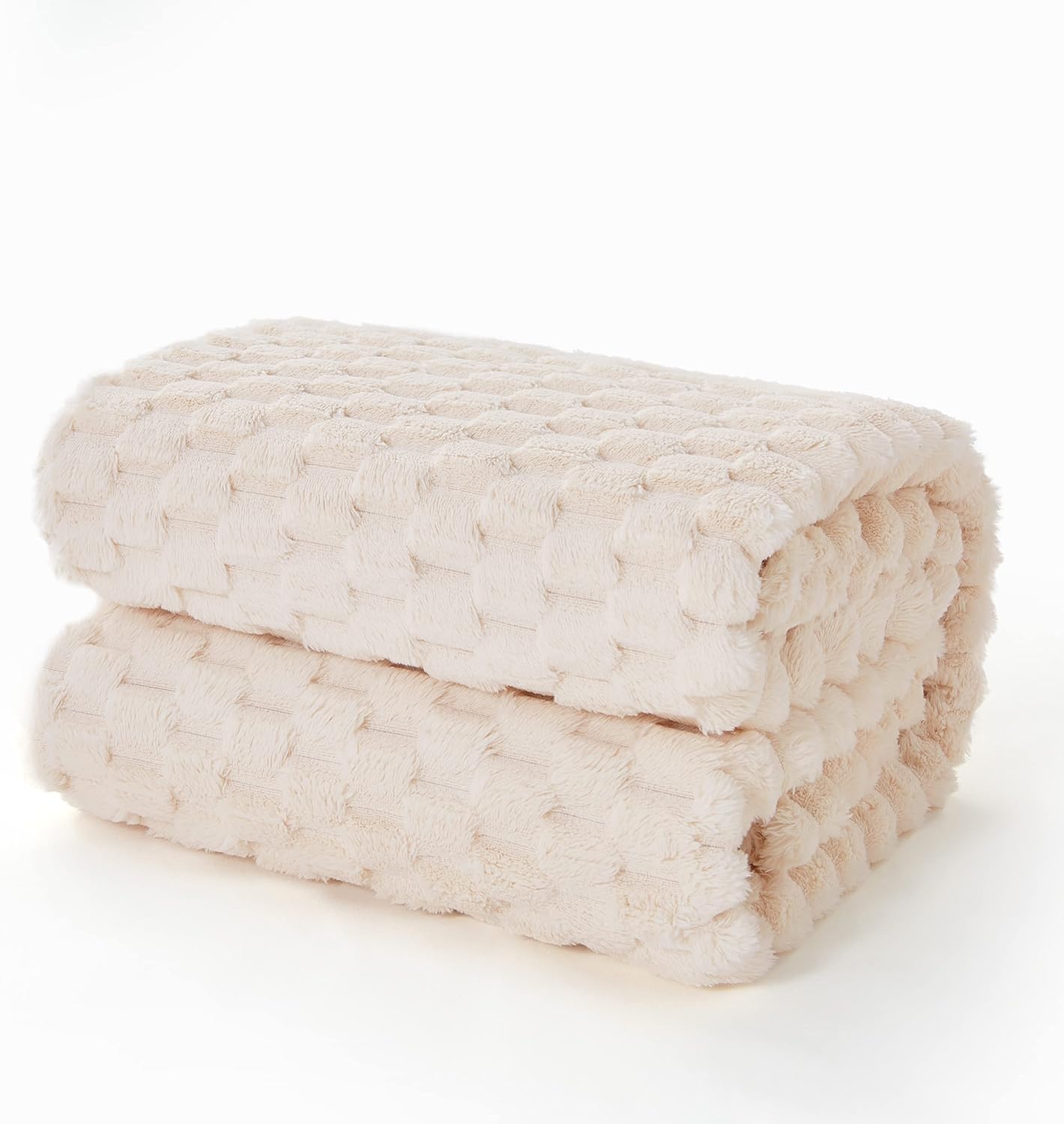EXQ Home Fleece Throw Blanket for Couch or Bed - 3D Imitation Turtle Shell Jacquard Decorative Blankets - Cozy Soft Lightweight Fuzzy Flannel Blanket Suitable for All Seasons(50"×60",Beige)