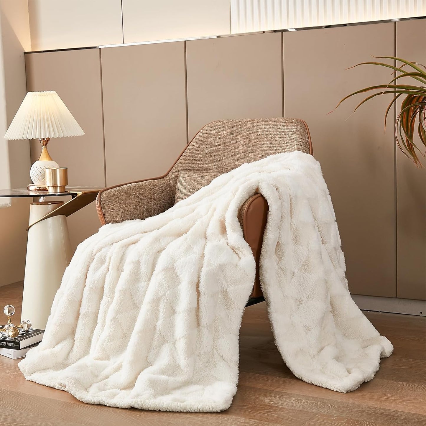 PU MEI Sherpa Fleece Throw Blanket 60" x 80" Reversible Plush Fluffy Large Big Blanket Lattice Flannel Blankets for Sofa Couch Bed (Grey-Soft Blue, 60"*80")