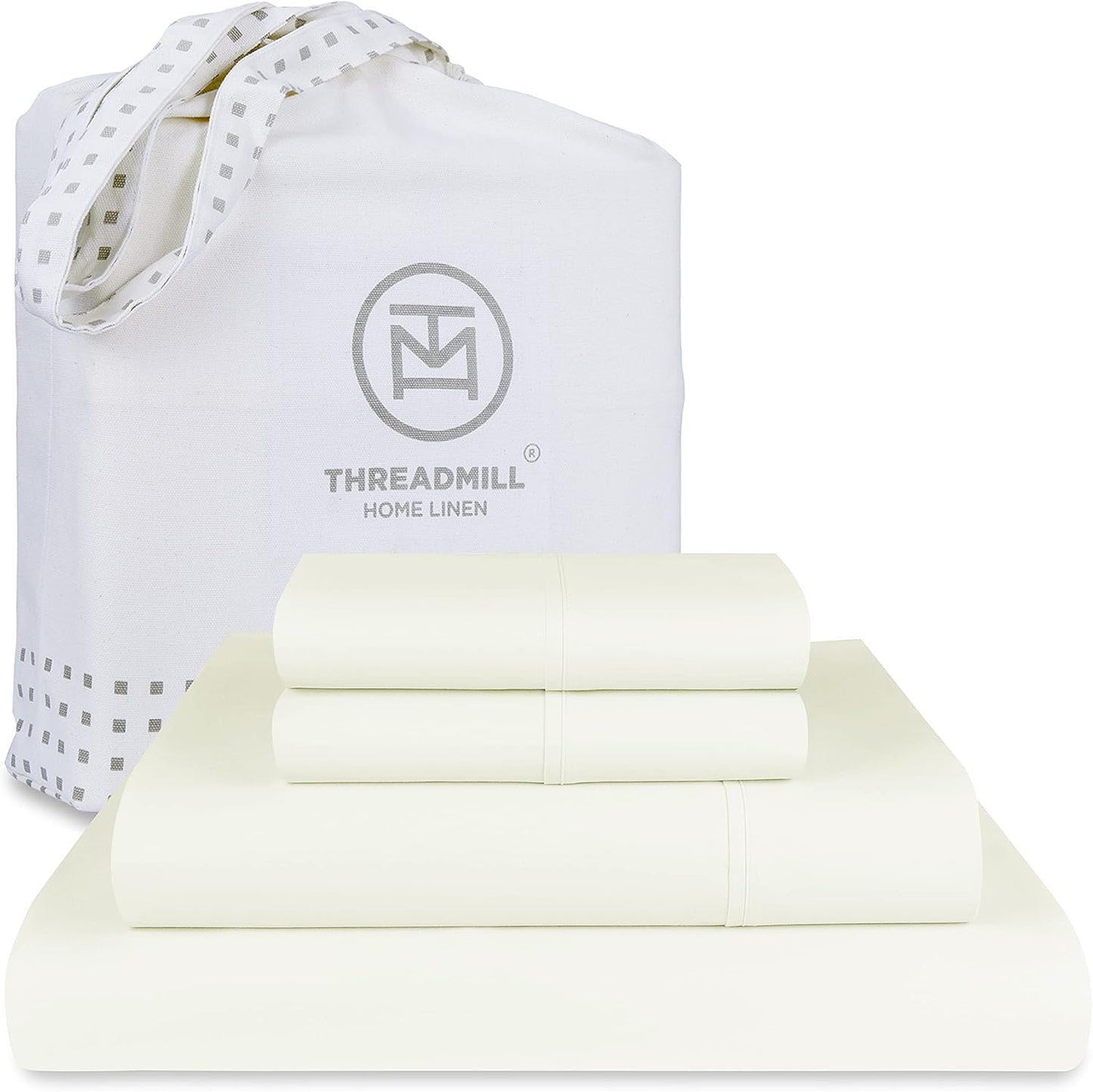 Threadmill 100% American Certified Supima Cotton Sheets King Size - 1200 Thread Count, 4Pc King Size Sheets Set, Smooth Sateen, Ultra Luxury Bed Sheets, 17" Deep Pocket King Sheet Set - White Sheets