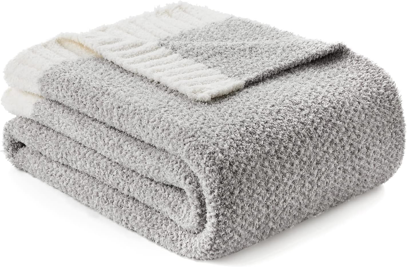 Snuggle Sac Heather Taupe Throw Blanket for Couch, Reversible Super Soft Knitted Blankets Warm Cozy Knit Fuzzy Plush Lightweight Throws for Sofa, Bed, Camping, Picnic, Taupe, 50x60 inches