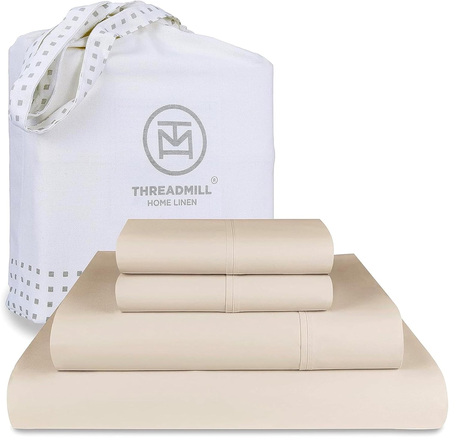 Threadmill 100% American Certified Supima Cotton Sheets King Size - 1200 Thread Count, 4Pc King Size Sheets Set, Smooth Sateen, Ultra Luxury Bed Sheets, 17" Deep Pocket King Sheet Set - White Sheets