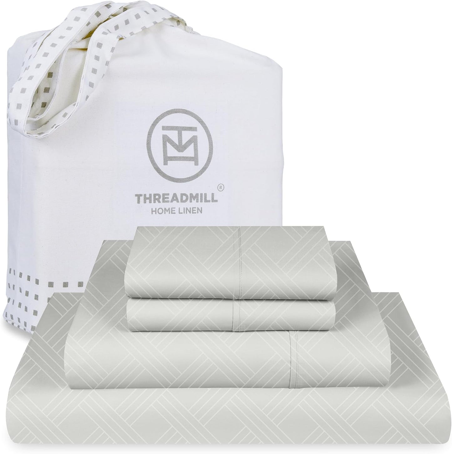 Threadmill Luxury 800 Thread Count Queen 100% Cotton Sheets - Light Grey Sateen Weave Bed-Sheets, Better Than Egyptian Cotton,4 Pc Solid Soft Bed Set, Fits 16" Deep Pocket