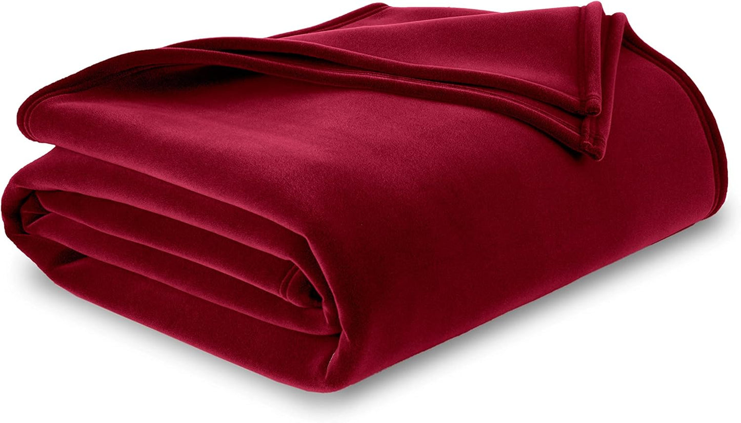 Vellux Queen Size Blanket - All Season Luxury Warm Micro plush Lightweight Thermal Fleece Blankets - Perfect For Couch Bed Sofa - Breathable Bed Blankets Queen Size - Hotel Quality (90x90 Inch, Ivory)