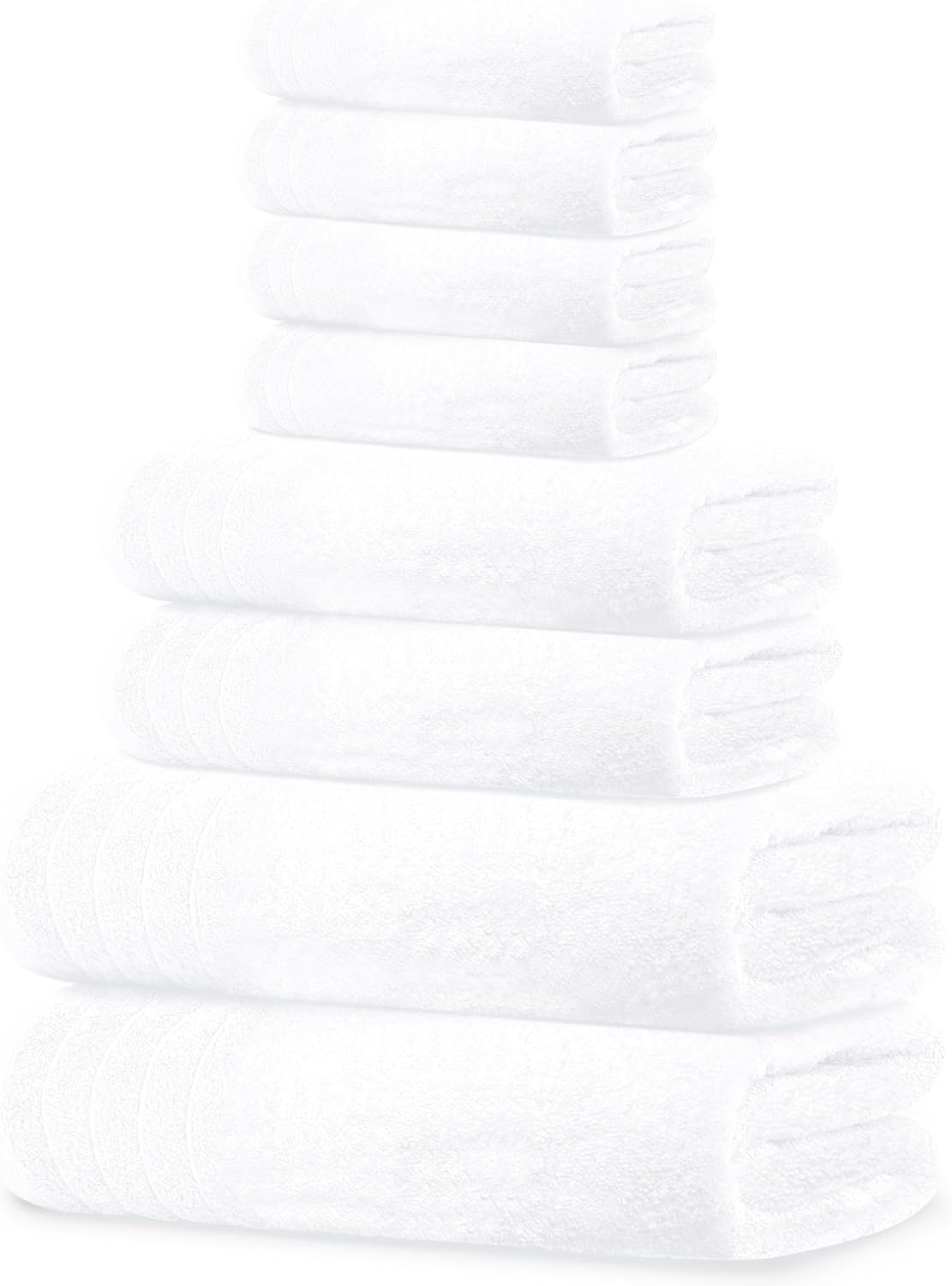 Tens Towels Pack of 8 Towels Set, 2 Extra Large Bath, 2 Hand, 4 Washcloths, 100% Cotton, Lighter Weight, Quicker to Dry, Super Absorbent, Perfect for Bathroom, Dark Grey