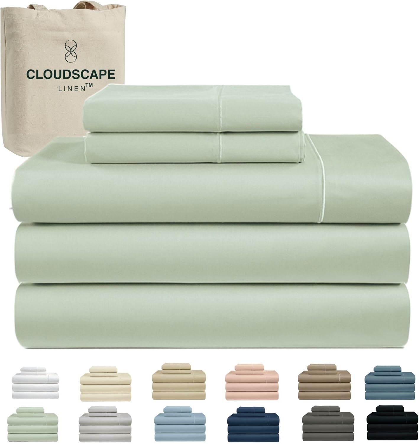 Cloud Scape Linen 100% Egyptian Cotton Sheets for Queen Size Bed, 4 Pieces Bedding Set, 1000 Thread Count, Hotel Quality, Silky Soft, Deep Pockets up to 17”, French Blue