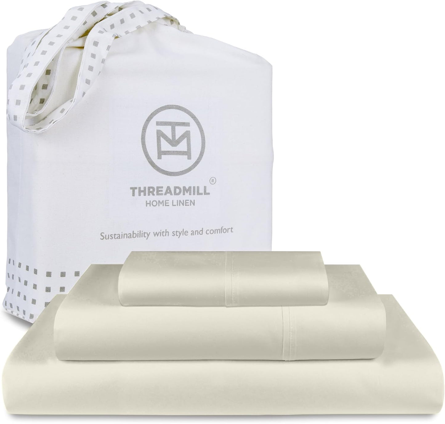Threadmill Luxury 800 Thread Count King 100% Cotton Sheets - Hotel White Sateen Weave Bed-Sheets, Better Than Egyptian Cotton, 4 Pc Solid Soft Bed Set, Fits 16" Deep Pocket