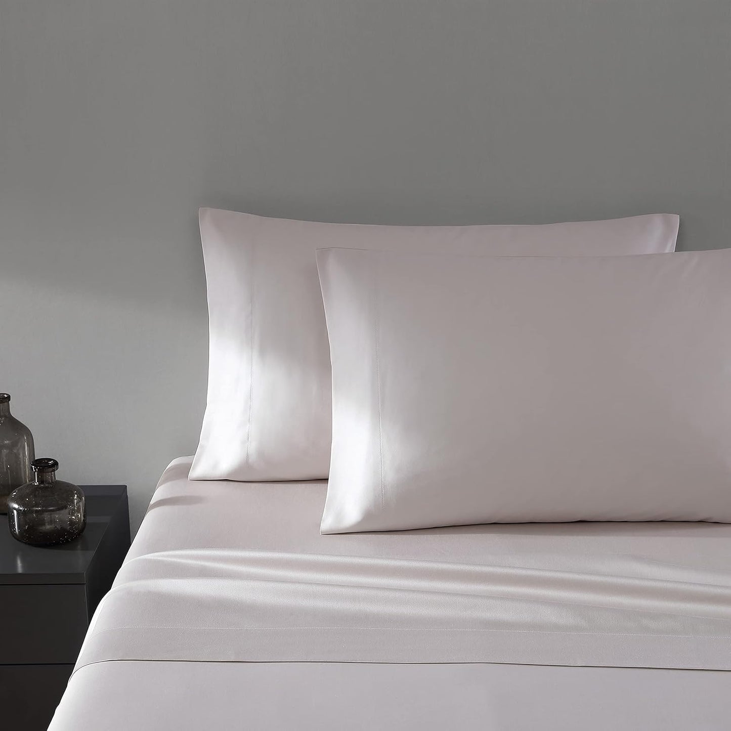 Vera Wang - King Sheet Set, Luxury Sateen Cotton Bedding, 800 Thread Count, Soft & Smooth Home Decor (White,4 pcs, King)