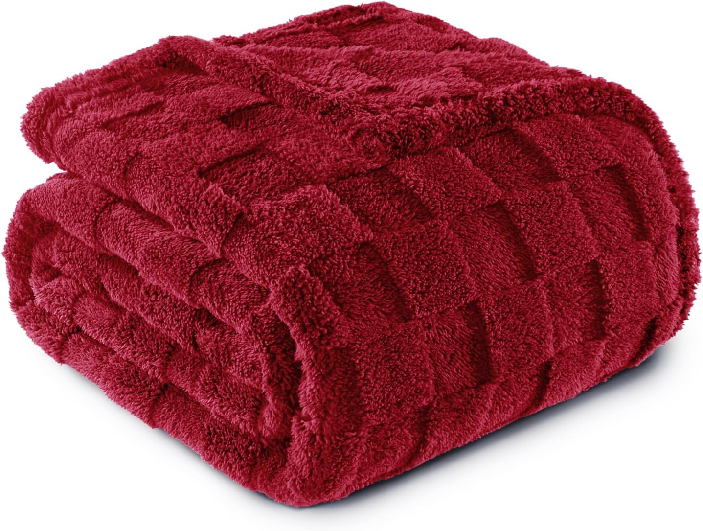 Exclusivo Mezcla Fleece Throw Blanket for Couch,Super Soft and Warm Lightweight Checkered Pattern Blankets for All Seasons, 50x60 Inches, Ivory