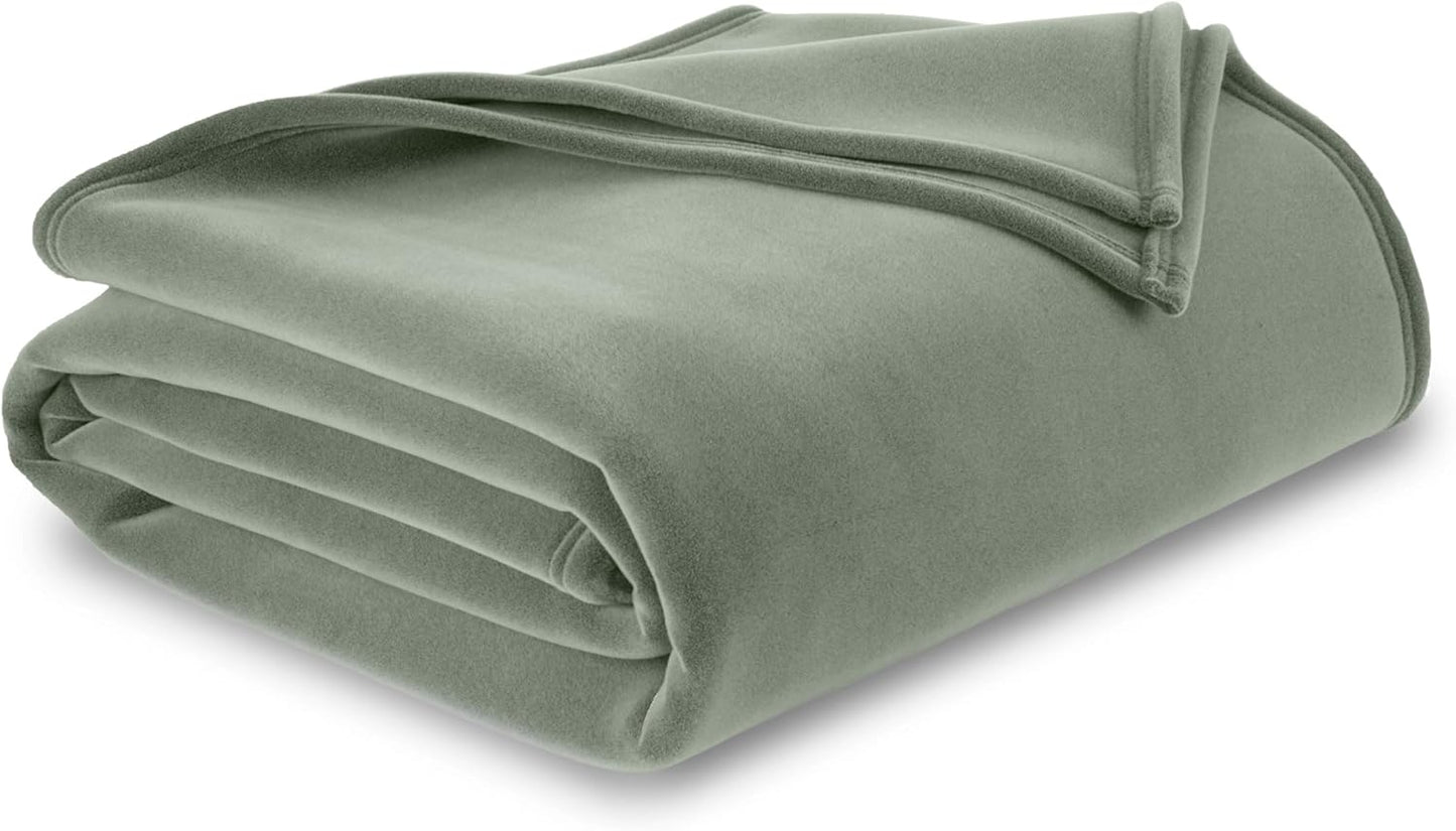 Vellux Queen Size Blanket - All Season Luxury Warm Micro plush Lightweight Thermal Fleece Blankets - Perfect For Couch Bed Sofa - Breathable Bed Blankets Queen Size - Hotel Quality (90x90 Inch, Ivory)