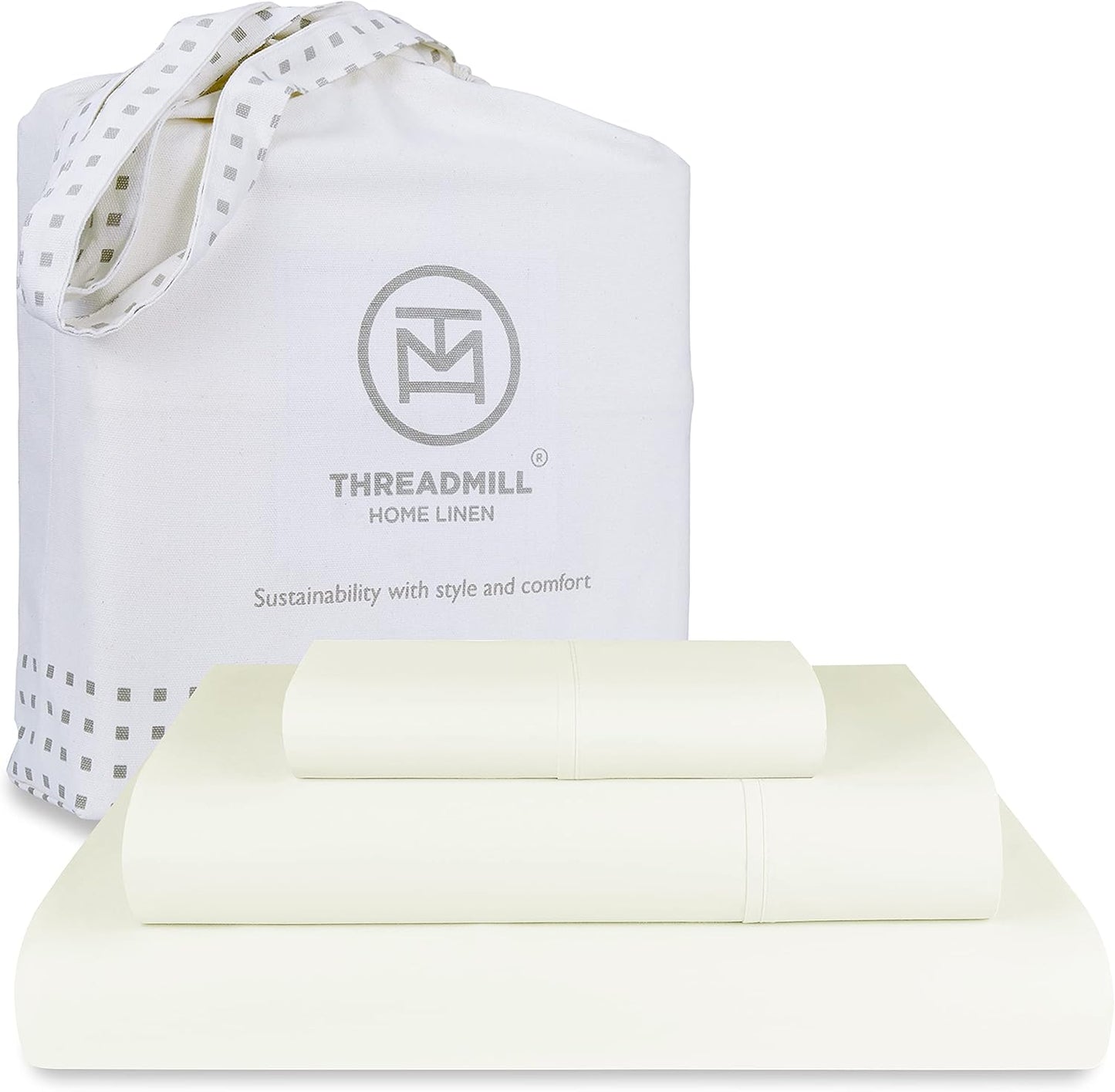 Threadmill Luxury 800 Thread Count King 100% Cotton Sheets - Hotel White Sateen Weave Bed-Sheets, Better Than Egyptian Cotton, 4 Pc Solid Soft Bed Set, Fits 16" Deep Pocket