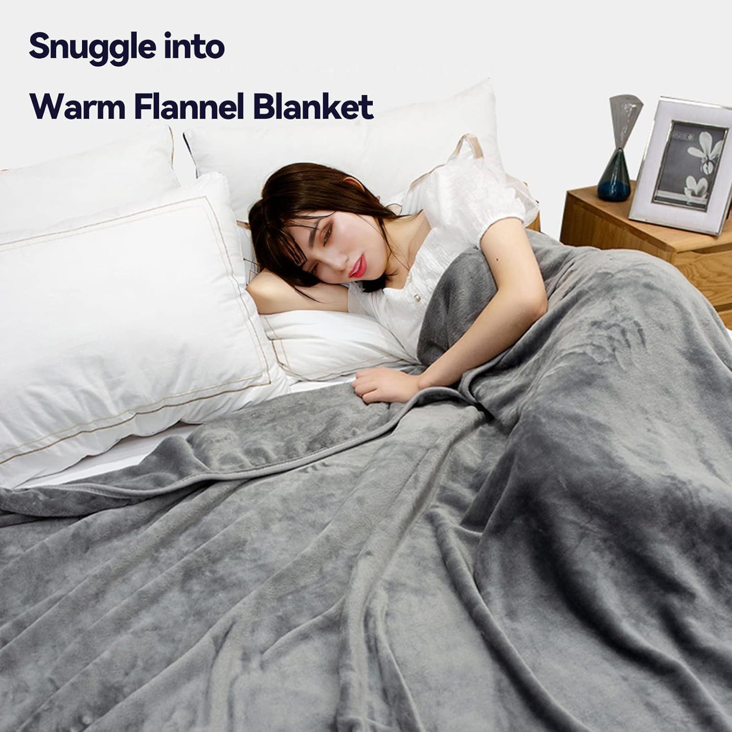 Fleece Blanket Lightweight Throw Blankets for Sofa,Couch,Bed,Super Soft Cozy Microfiber Blanket(Grey，5060)