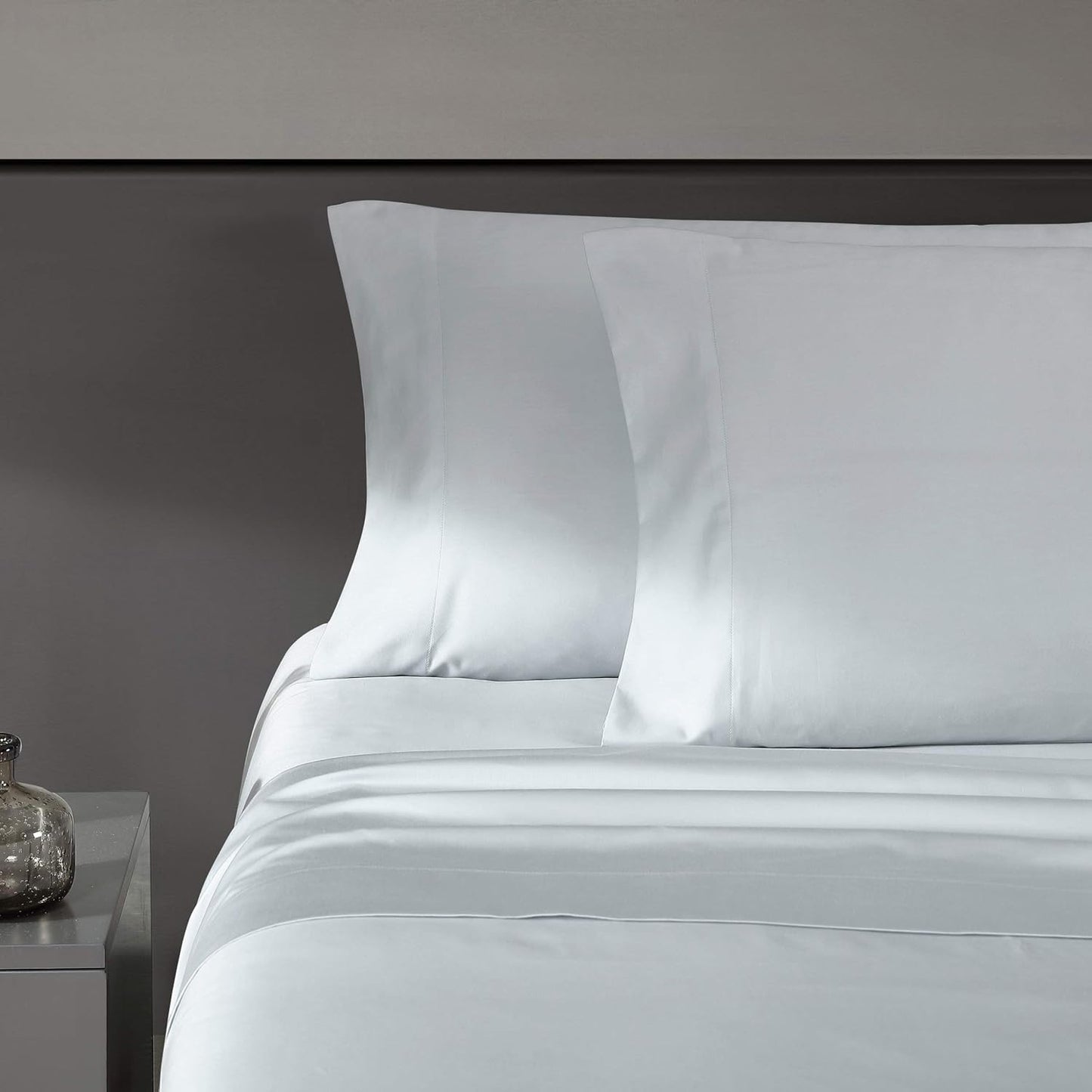 Vera Wang - King Sheet Set, Luxury Sateen Cotton Bedding, 800 Thread Count, Soft & Smooth Home Decor (White,4 pcs, King)