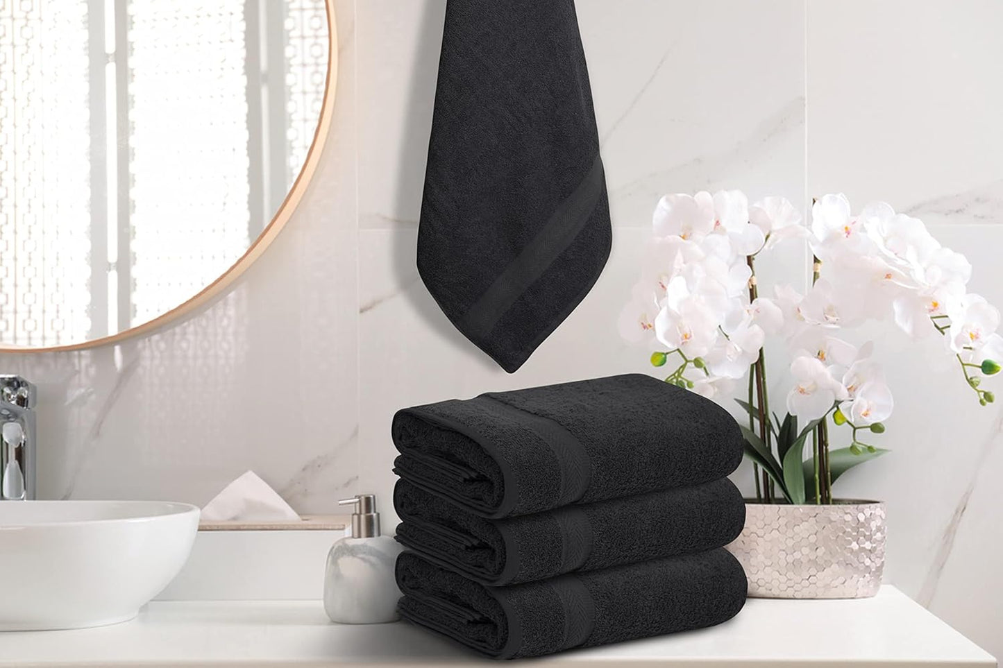 100% Cotton Bath Towels 24x48 Inches – Pack of 6 Towels for Bathroom, Gym, Spa, Hotel – Absorbent, Quick Dry, Lightweight Everyday Essential - Charcoal Grey