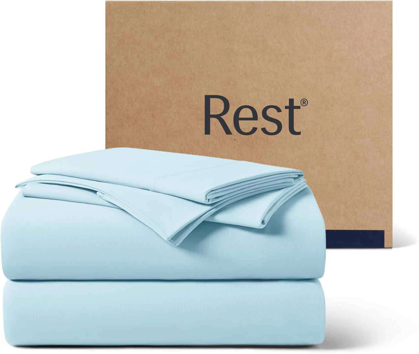 REST® Evercool®+ Cooling Sheet Set, Queen Size, Light Gray, Breathable Bed Sheets for Hot Sleeper and Night Sweats, with Pillowcases, with Ionic+ Self-Cleaning Silver Yarn for Sensitive Skin, 4PCS